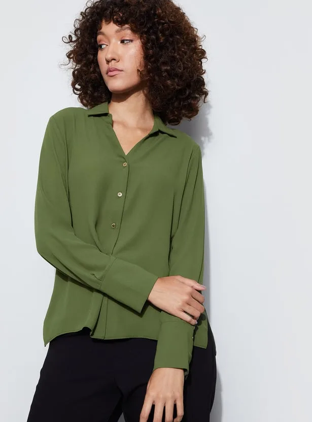 Women Solid Casual Green Shirt